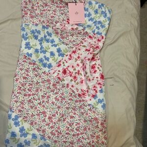 Hello Molly Floral Patchwork Mini Dress - Pink, Blue, White